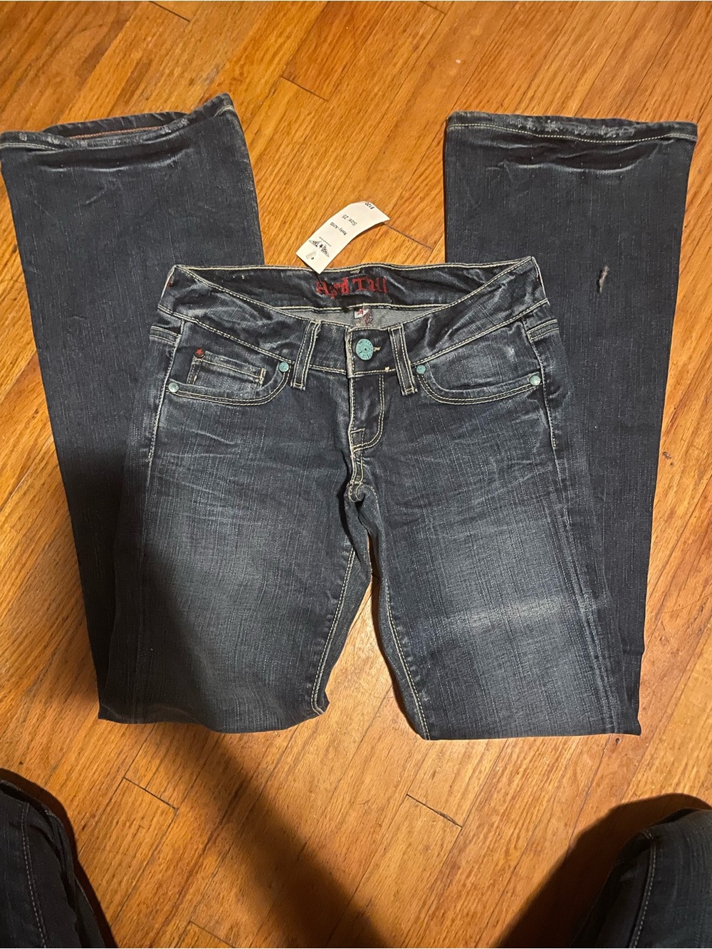 True Low Rise Hard Tail Dark Wash Boot-Cut Jeans - Black